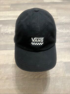 Vans Black Cap with White Logo and Checkerboard